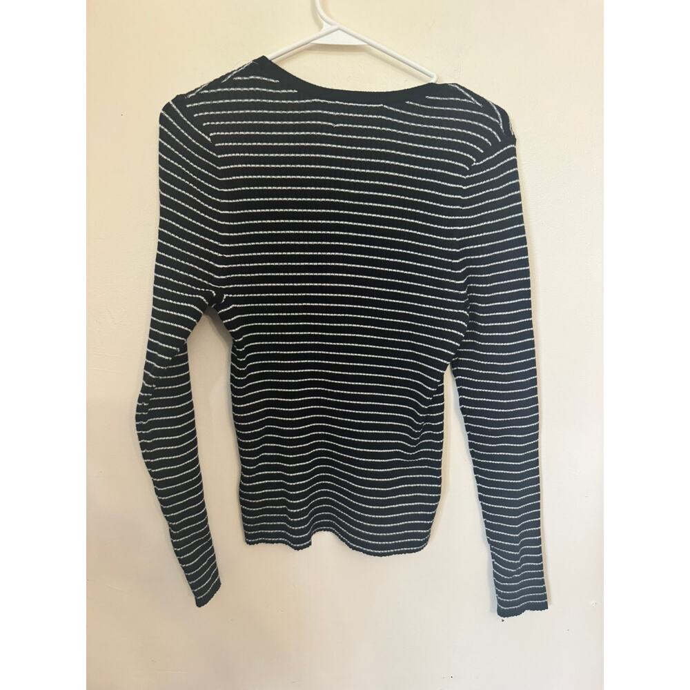 NWT Old Navy SoSoft Lite Ribbed Striped Crewneck Sweater Black White L - Picture 3 of 9